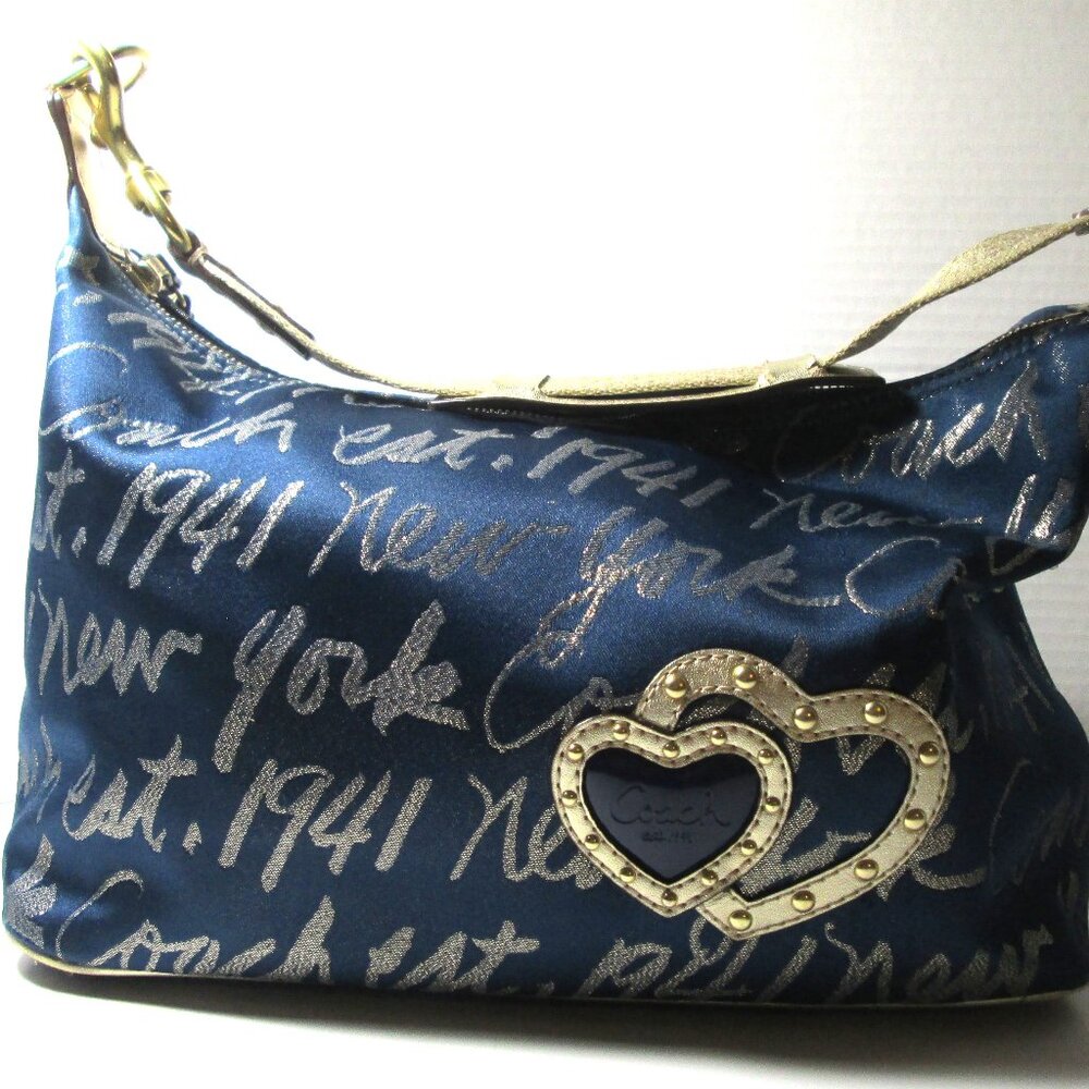 COACH NEW YORK GOLD HEARTS SHOULDER BAG PRE LOVED